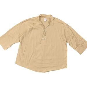 Chico's Women's Beige Cotton Blend Blouse 3/4 Sleeve Solid Size 3 V Neck